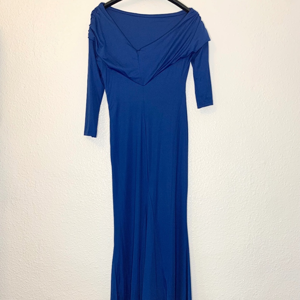 Royal Blue Off-Shoulder Ruched Maxi Dress | Elegant Evening Gown